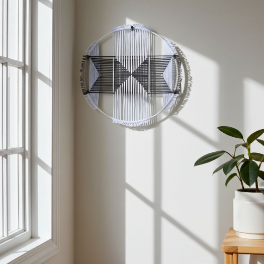 Geometrické tvary - macramé šedé I.