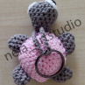 Háčkovaná želvička šedo-růžová