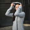 Svetro-přehoz s kapucí na zip - barva světle šedá (svetrovina)