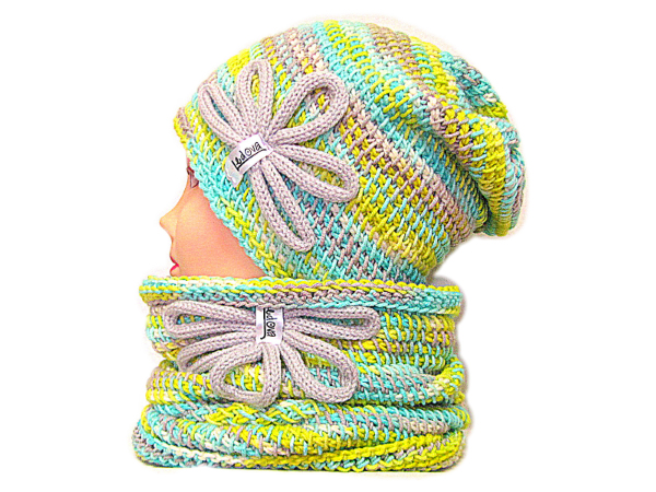 SOUPRAVA ČEPICE A NÁKRČNÍKU S APLIKACÍ - merino