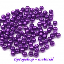 Voskované perličky sklo, fialová purpura,4mm (100ks)