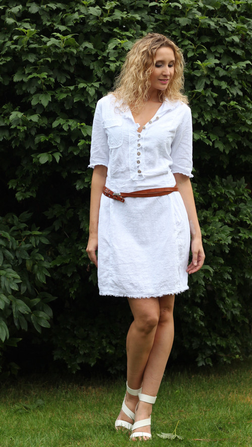 Lněné krátké šaty