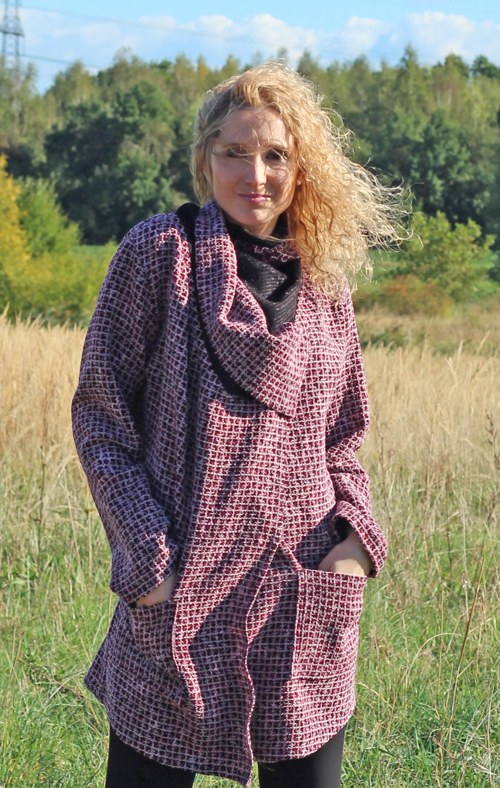 Vínovorůžový kardigan klasicky začištěný