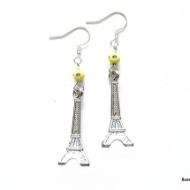 Náušnice Eiffelovky se žlutým korálkem