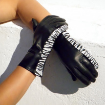 Černé safari kožené rukavice s hedvábnou podšívkou