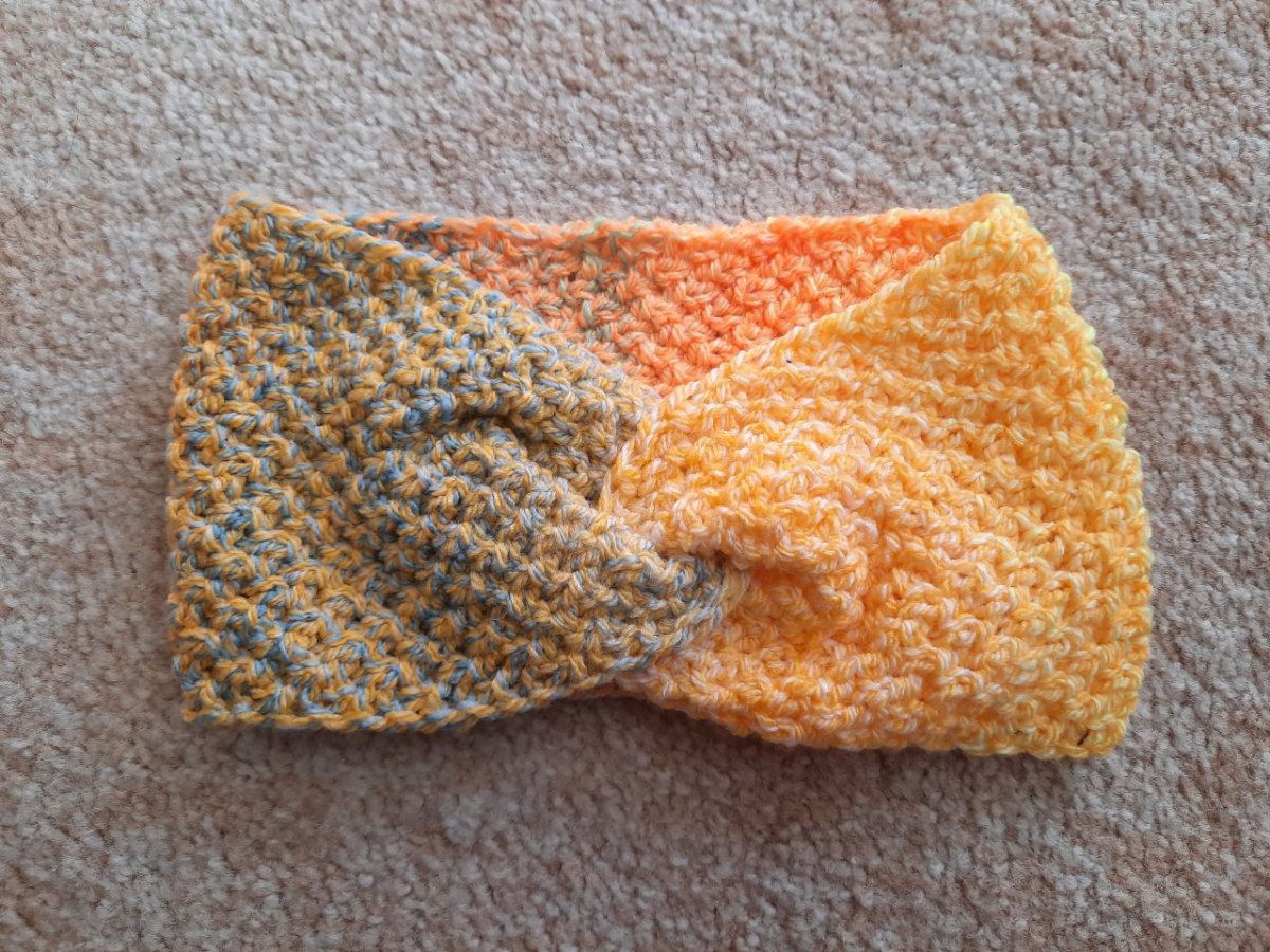 dámská pletená čelenka oranžová