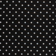 Bavlněná látka JI - metráž - bílý puntík 7mm  na černé - š. 150 cm
