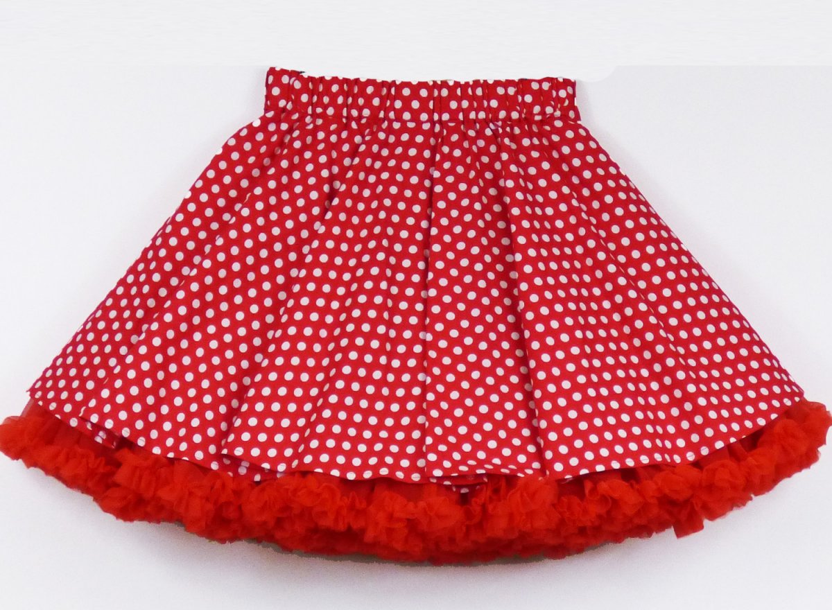 FuFu sukně červený puntík s červenou spodničkou