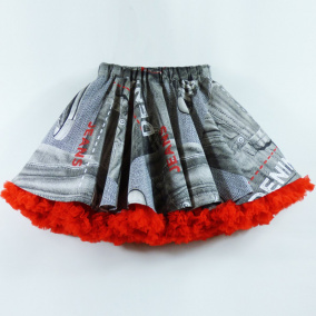 FuFu sukně vzor denim + červená spodnička