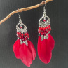 Peříčkové červené náušnice 