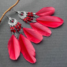 Peříčkové červené náušnice 