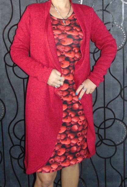 VÝPRODEJ - KABÁTEK ZAVINOVACÍ RŮŽOVOČERVENÝ (L)