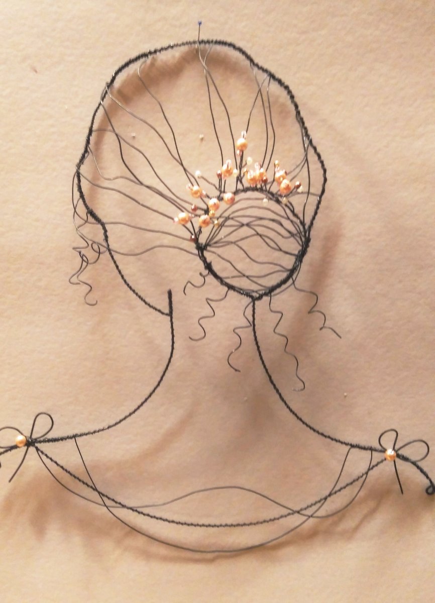 Závěs - Účes,  drdol s perličkami