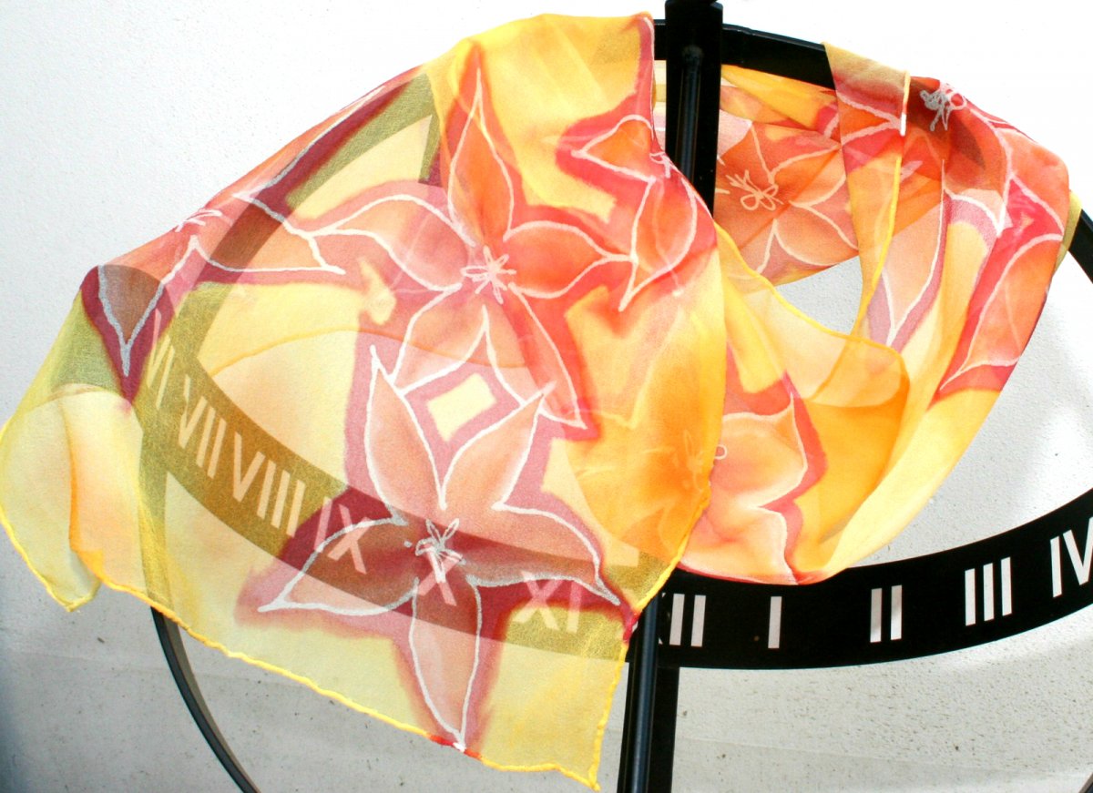 Šifonová šála: Ohnivé květy