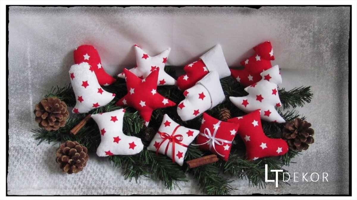 Šité ozdoby na stromeček