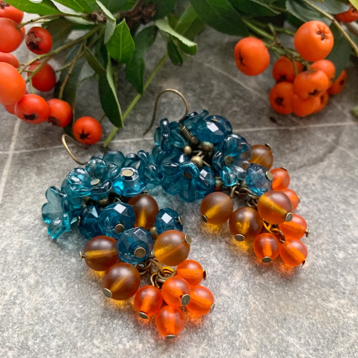 Náušnice jeřabiny v tyrkysu