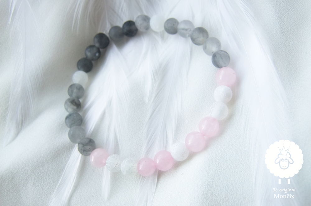 Náramek „Pink and grey“ 848290