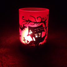 Halloween stínítko - průhledná okýnka na svíčku