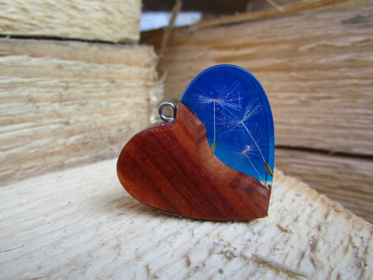 pampeliškové srdíčko - švestka modré pozadí