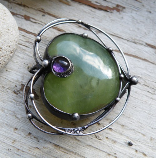 Srdce lesa...(serpentin, ametyst) 