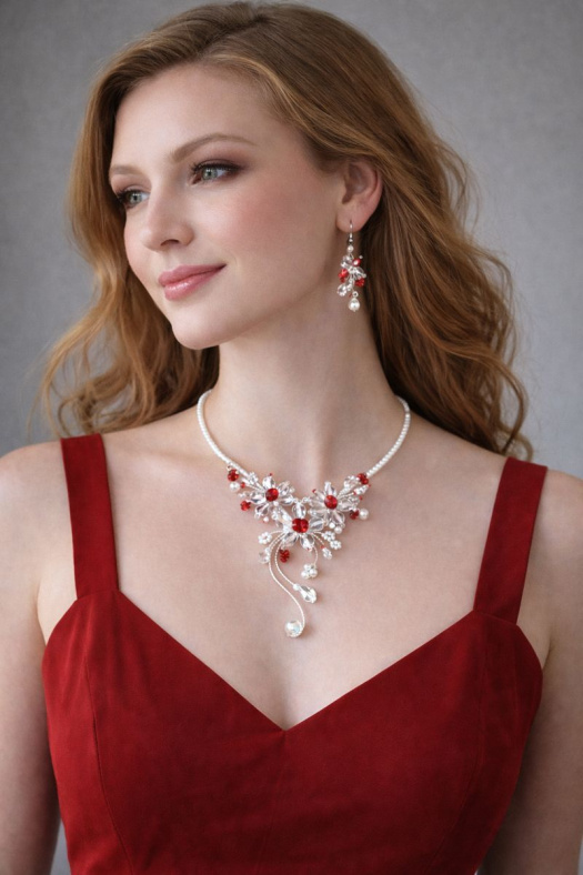 Křišťálový náhrdelník a náušnice – ručně vyráběná elegantní sada