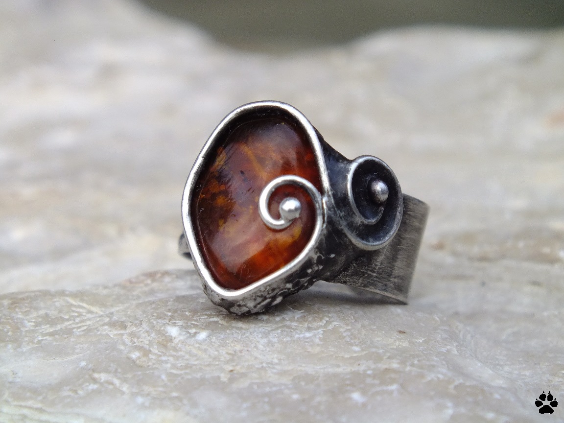 Medové potěšení - prsten s jantarem