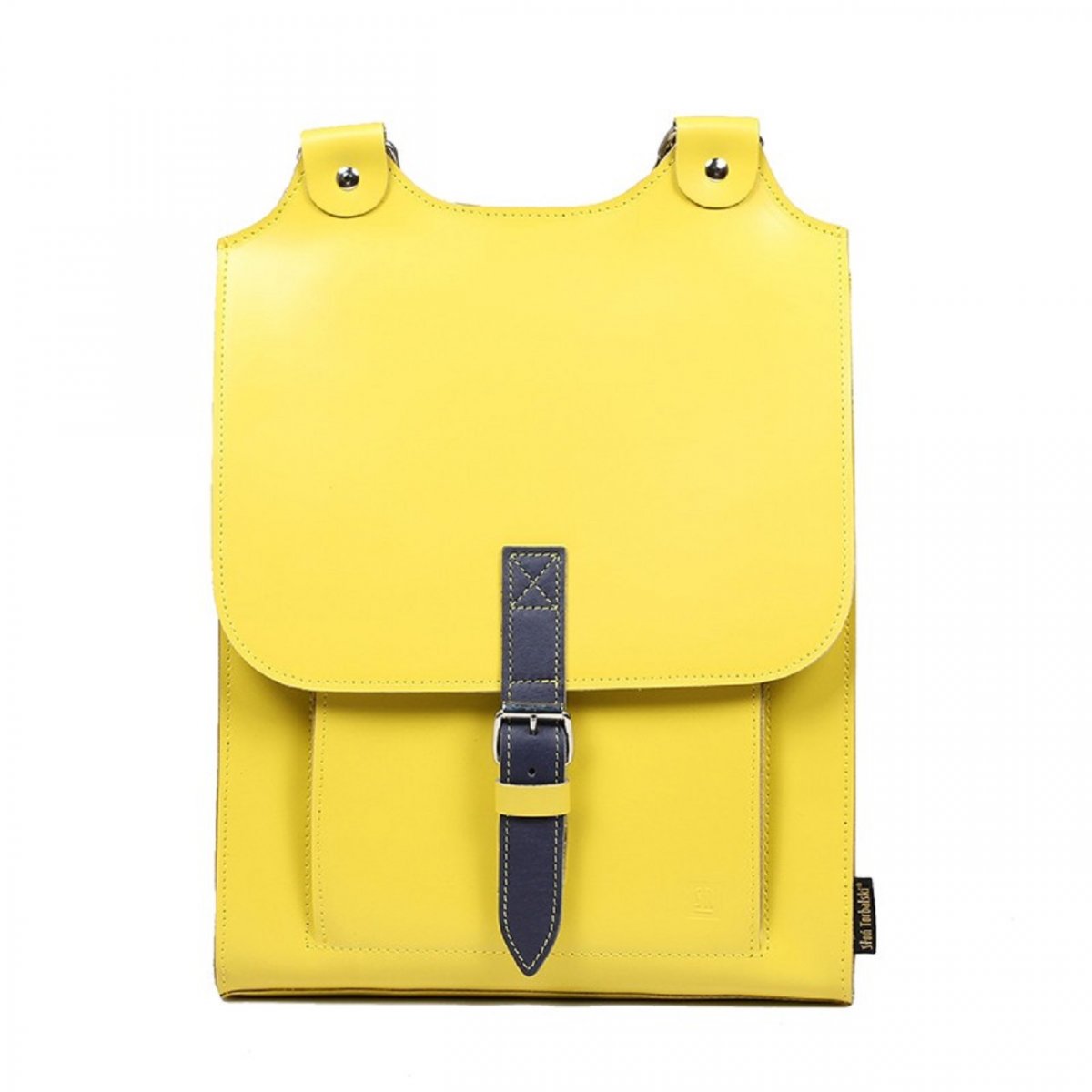 Kožený batoh žlutý s černým řemínkem -20%