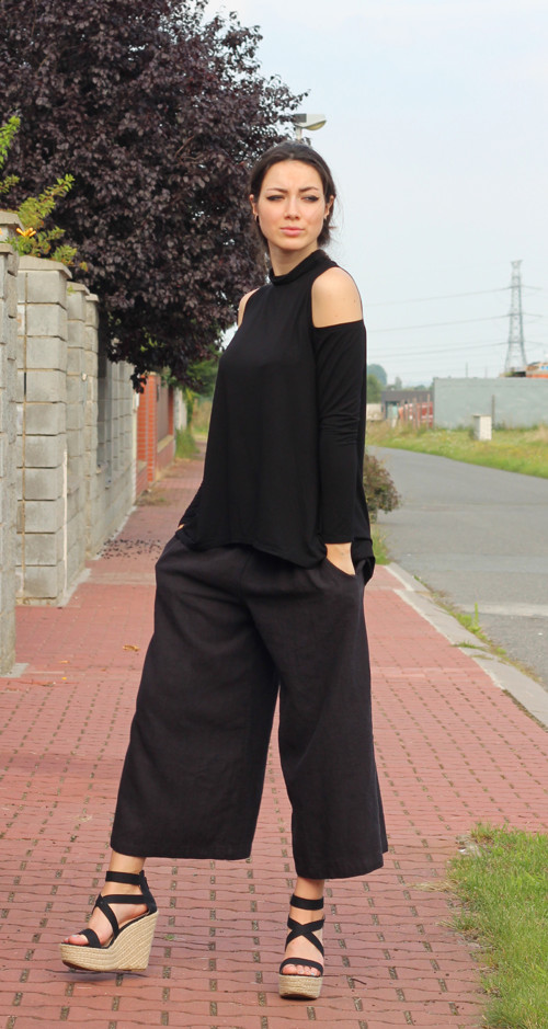 Volné lněné kalhoty