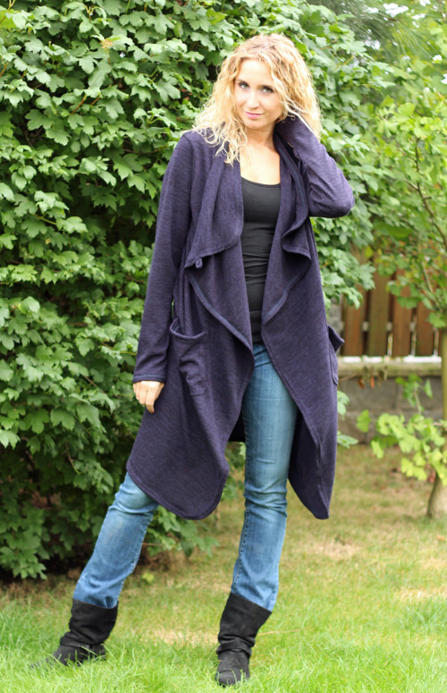 Úpletový kardigan borůvkově modrý