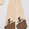 Hedvábná kravata s cyklistou hnědo-béžová 6318556