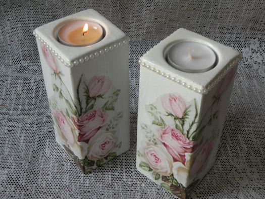 Romantický svícen keramický vintage roses
