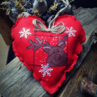 Látkové srdce - vánoční