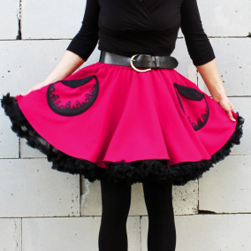 FuFu sukně pink s kapsami a s černou spodničkou