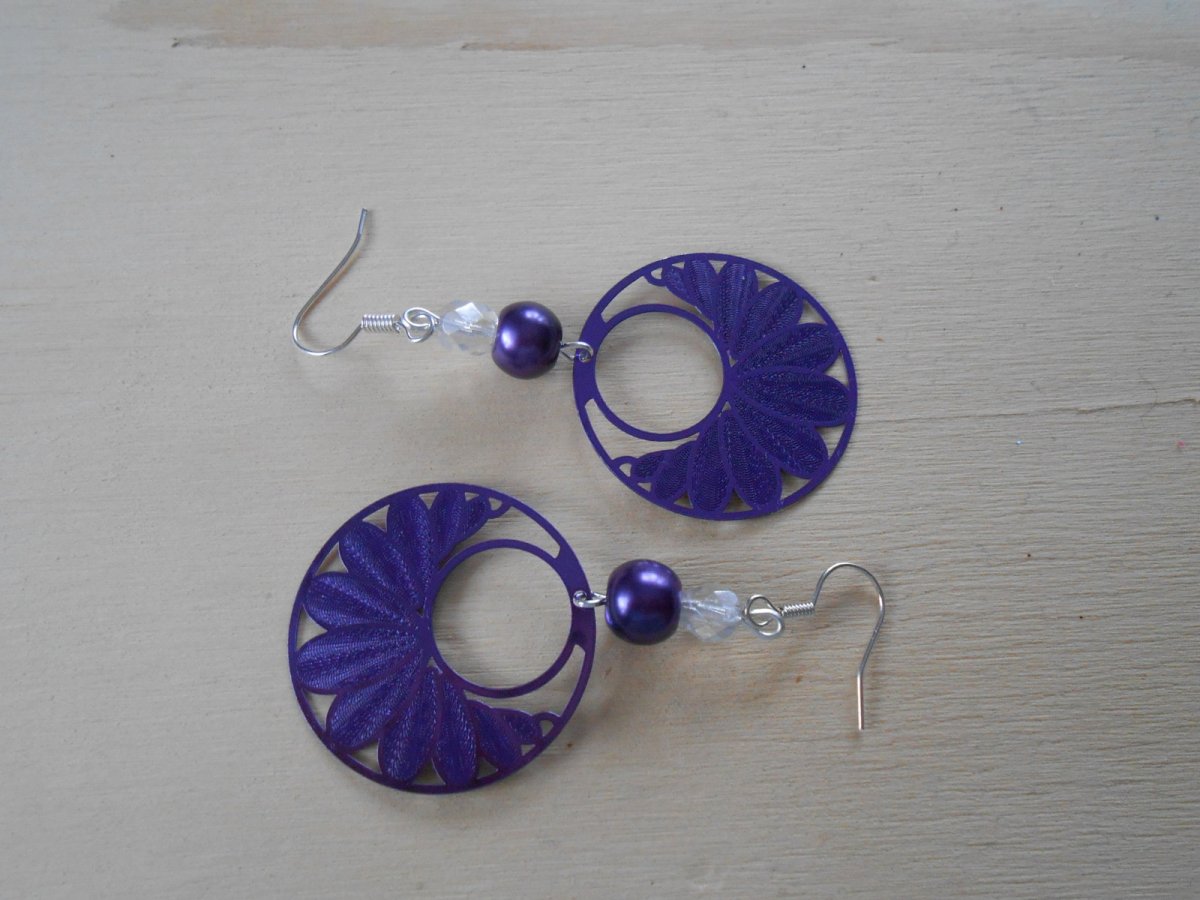 Náušnice fialová metalíza (112/15)