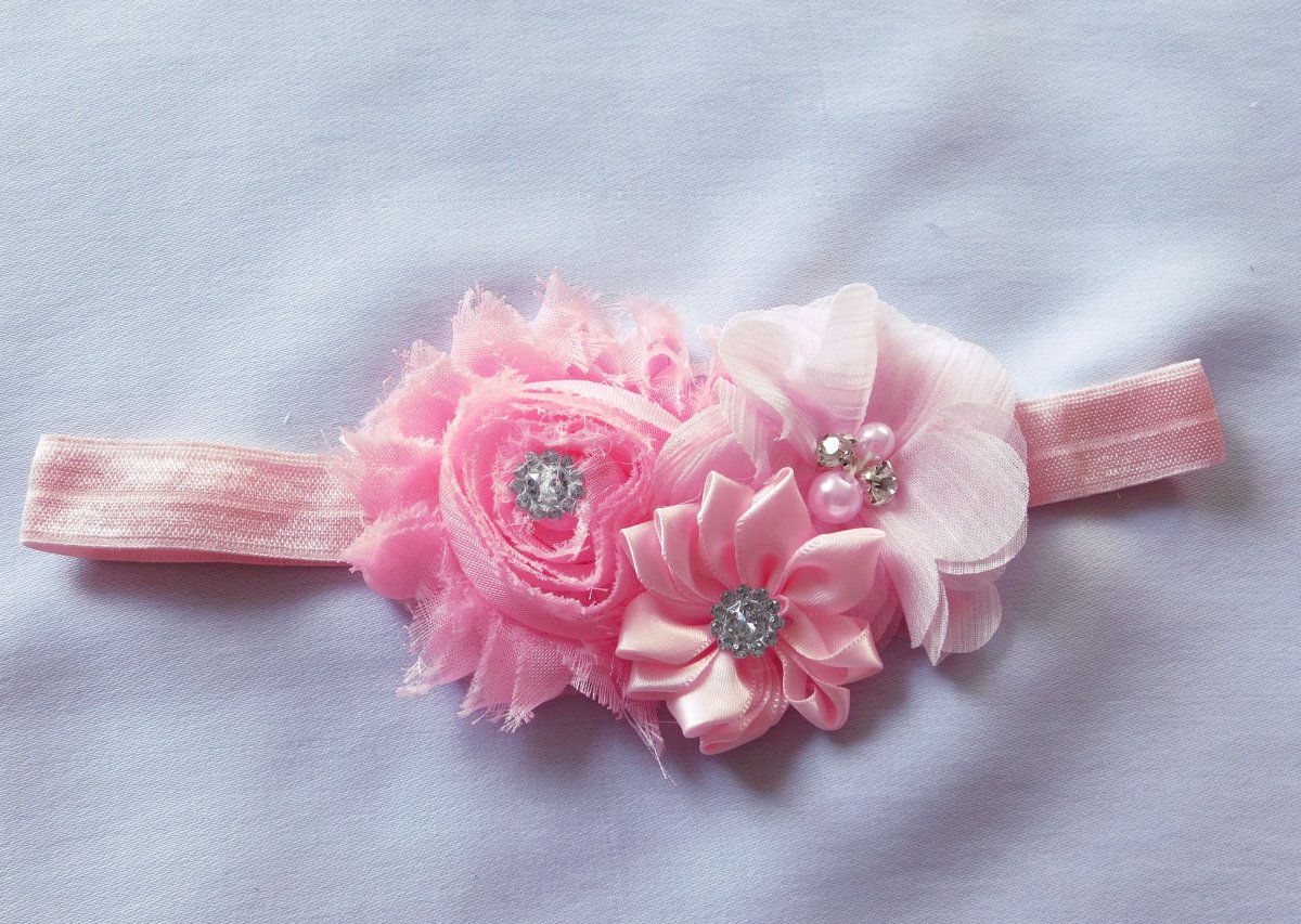 Čelenka růžová 3 květiny 