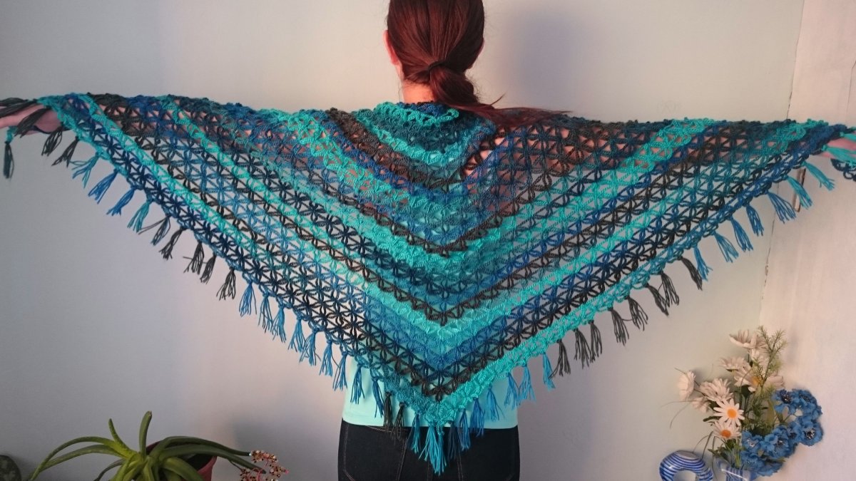 Šál černá,modrá,zelená