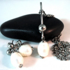SADA náušnice/puzety + náhrdelník Zasněné perly