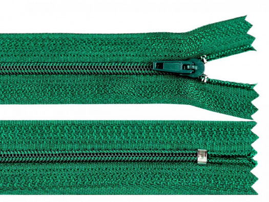 Spirálový zip tmavě zelený 40 cm