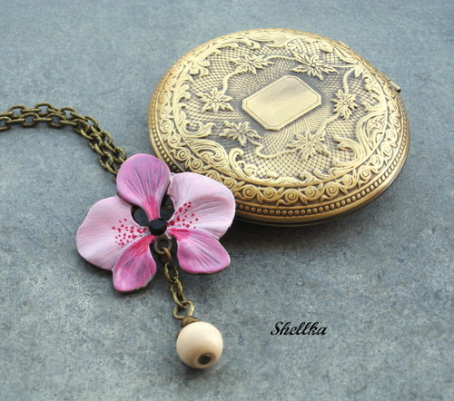 Náhrdelník - medailonek ,,ORCHIDEJ,,5