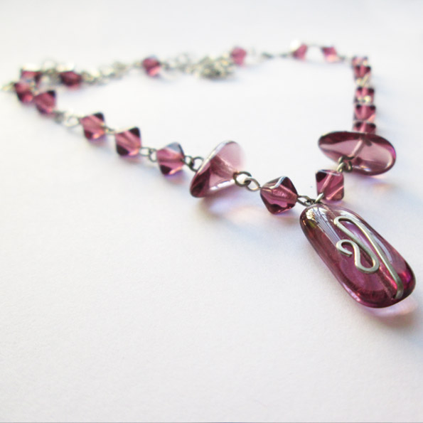 Fialovo nerez řetízek