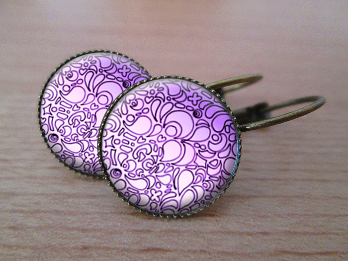 VINTAGE VISACÍ NÁUŠNICE - Fialová Indie