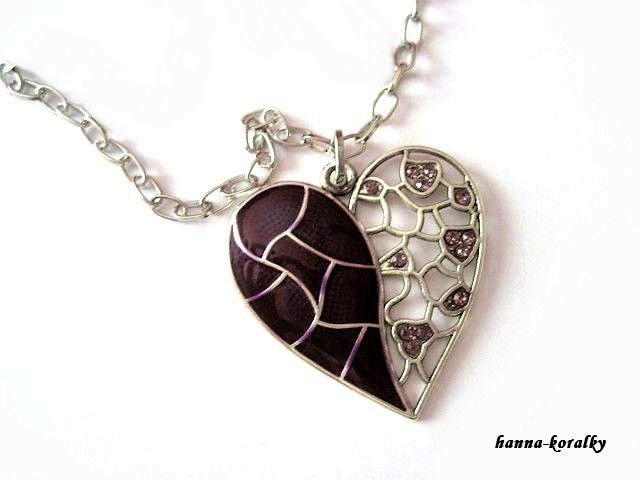 Řetízek - fialové srdce - srdíčko