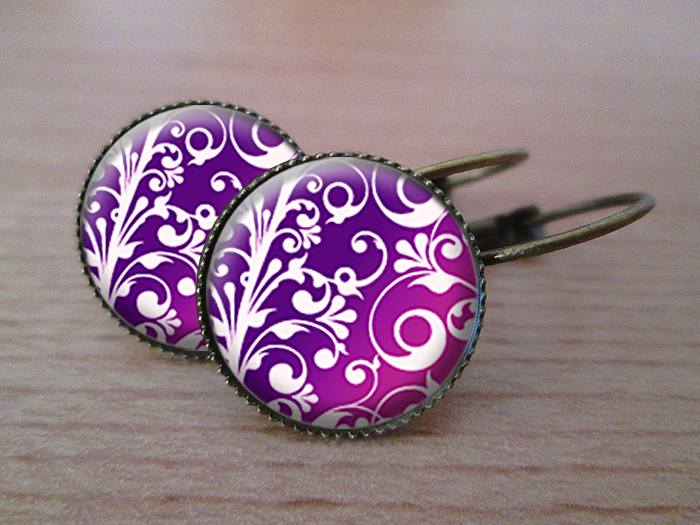 VINTAGE VISACÍ NÁUŠNICE - Květinový keřík