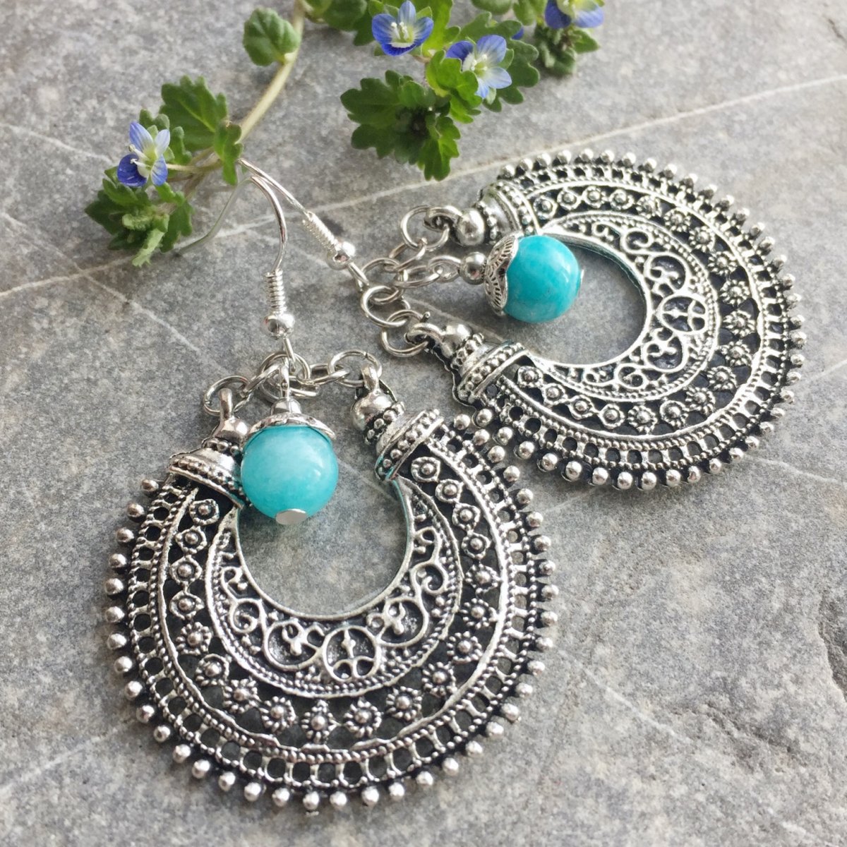 Filigránové kruhy s amazonitem