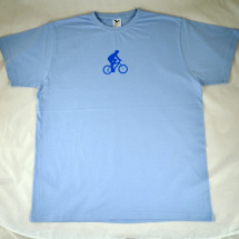 Modré tričko s modrým cyklistou