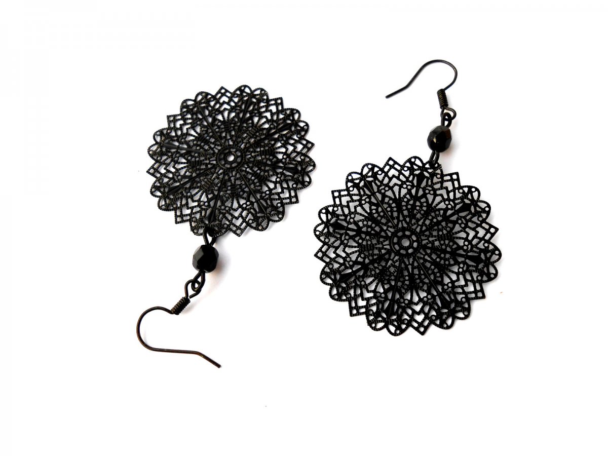 Náušnice černé pavučinky (1294/15)