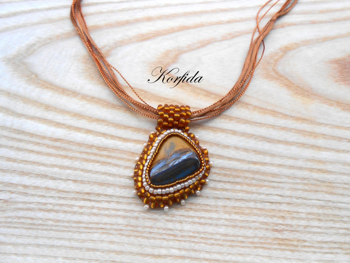 Náhrdelník - obšité tygří oko (599/16)