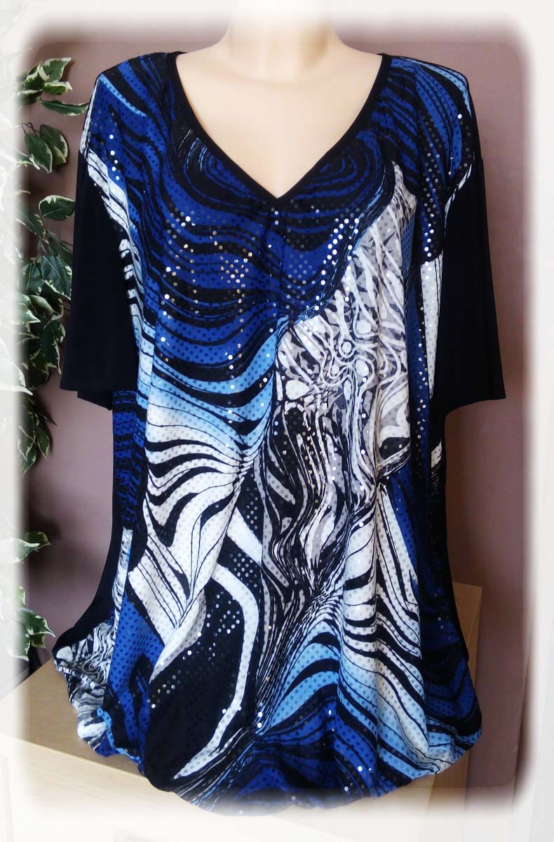 SVÁTEČNÍ TUNIKA XXXL S LESKEM.ZADNÍ DÍL A RUKÁVKY ČERNÉ