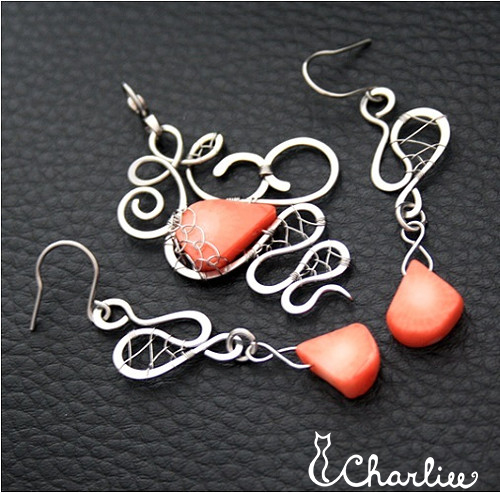 Tepaná sada - KORÁL ORANŽ - hypoalergenní chirurgická ocel