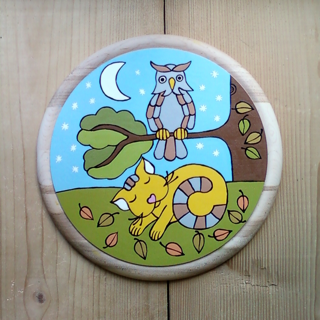 Obrázek na prkénku - Jeden spí, druhý bdí.